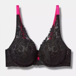 Torrid Women’s Plus XO Plunge Push Up Lace Bra Black Size 46DD NEW
